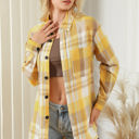 Large Yellow Plaid Button Up Patch Pocket Shirt
